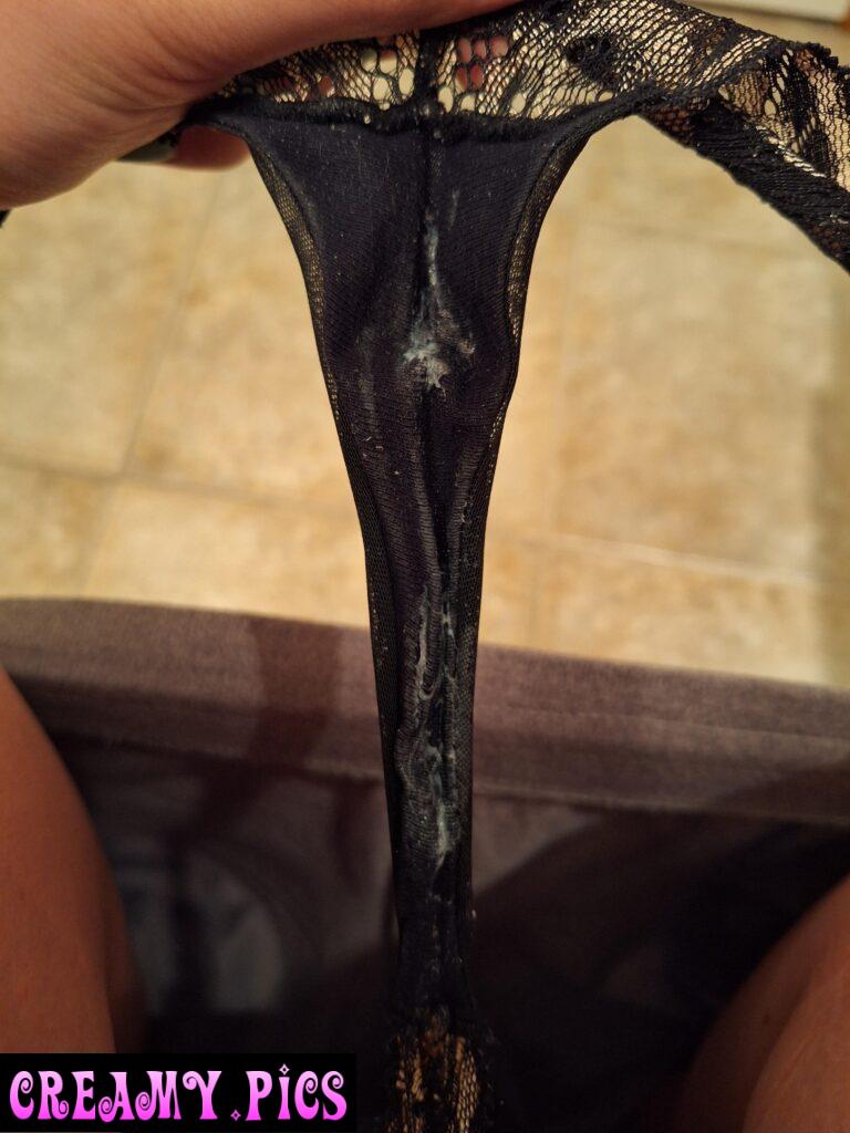 Creamy little black thong