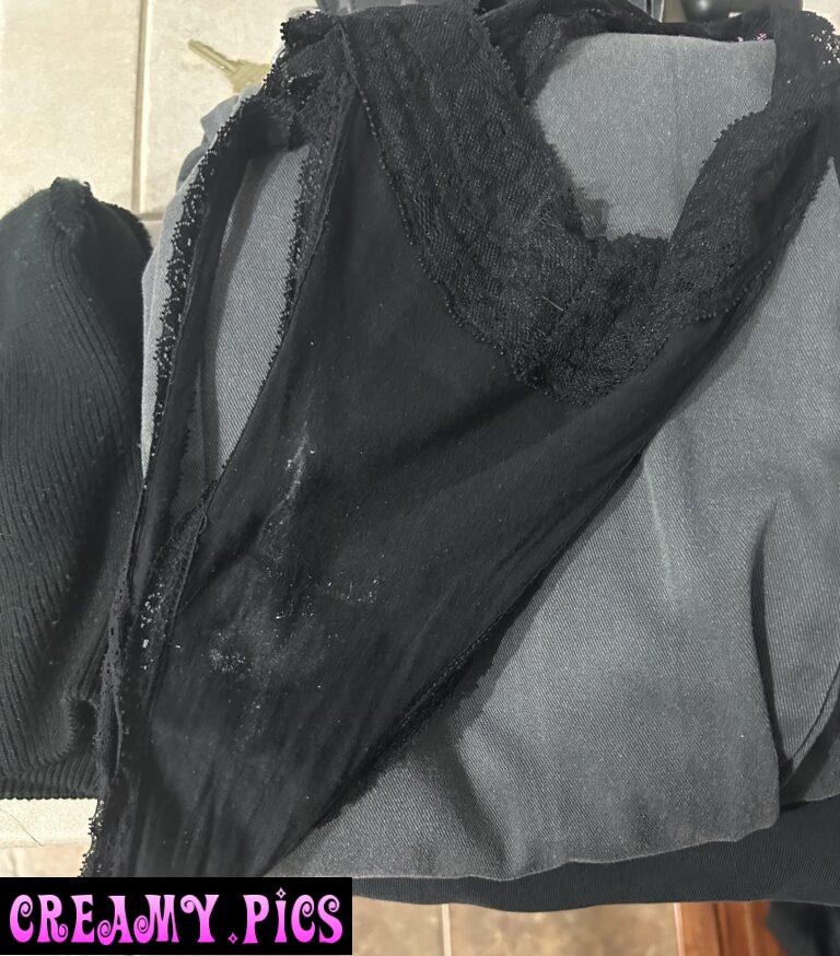 Left my dirty panties on daddy’s work clothes to take with him.