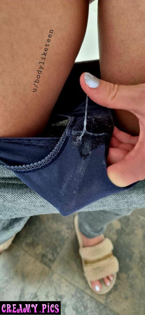 Look my pussy made fucking big mess in my panties 😈 does it turn you on ? 🤫 I can sell you them ! Just let me know in DM ❤❤❤