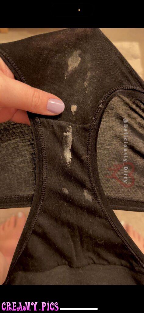 Love the way my cream looks against my black panties