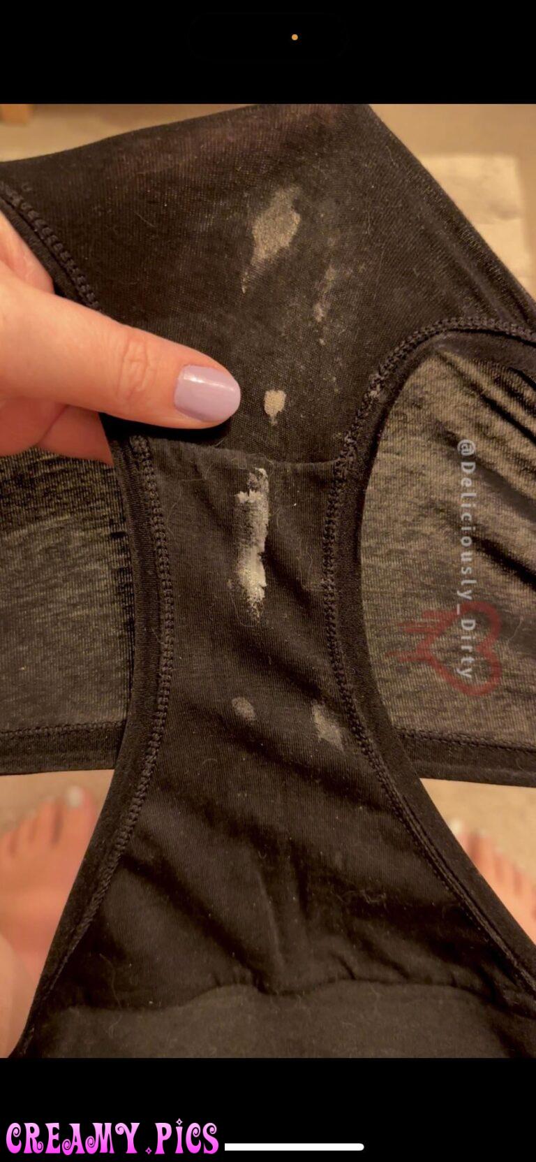 Love the way my cream looks against my black panties