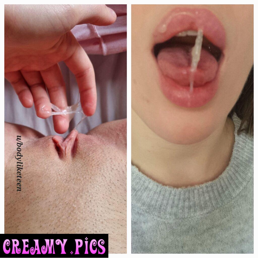 My pussy always makes so much grool. Do you think I should swallow it or leave it for you? <3