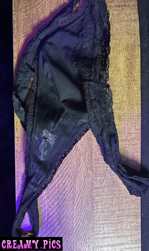 Left dirty panties on coffee table for our guests coming over.