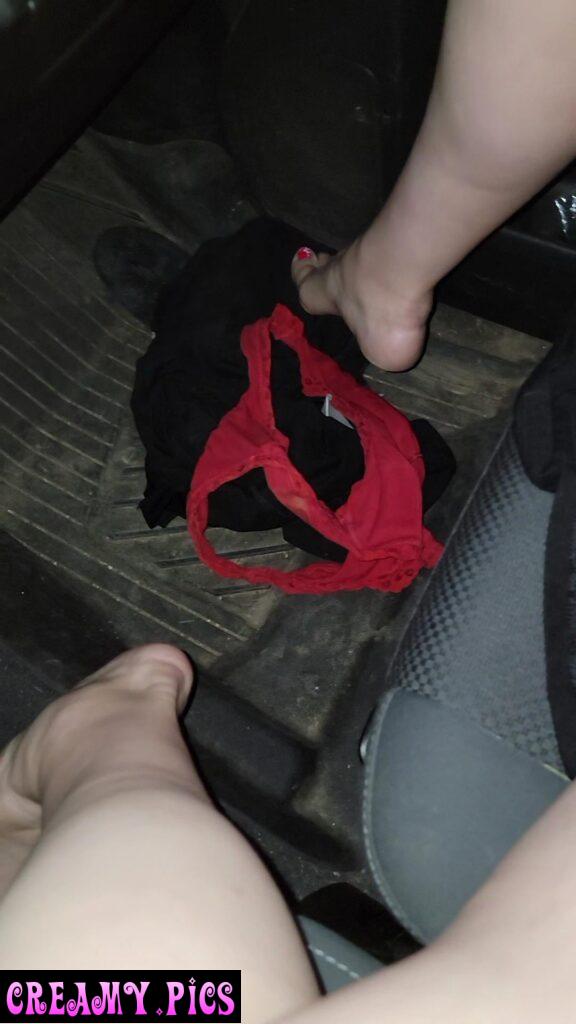 On the floorboard of our truck