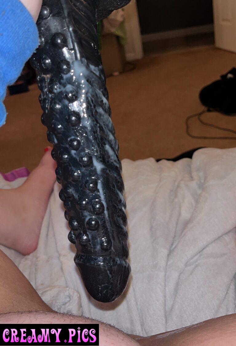creamy mess all over my 10 inch dildo