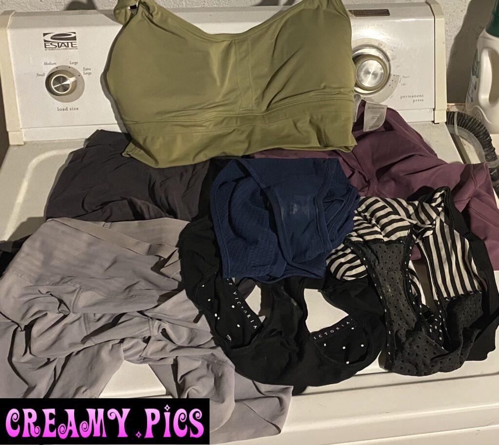 Wife’s week worth of workout panties and shorts. Smells incredible. So much sweat