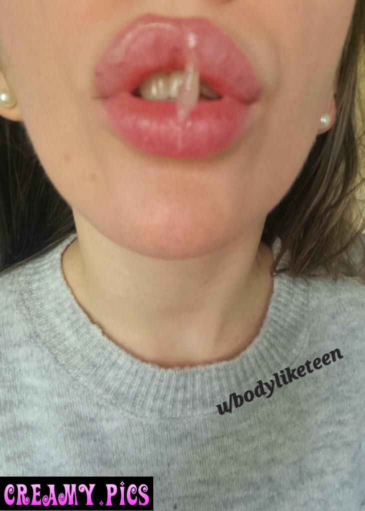 Very sticky, huge grool in my mouth..would you kiss me ?:)